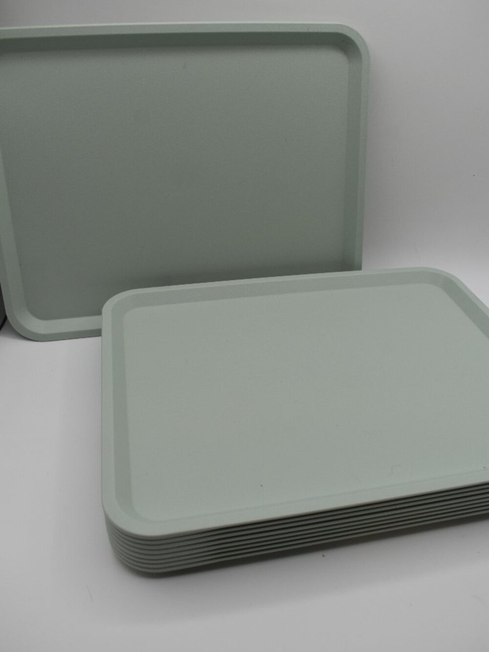 Set of 10 Sage Green Rectangular Serving Lunch Trays Plastic Organizer Vanity